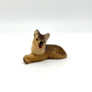 Vintage Rare Handwork Kunstlerschutz West Germany Flocked‎ Laying Dog Figurine